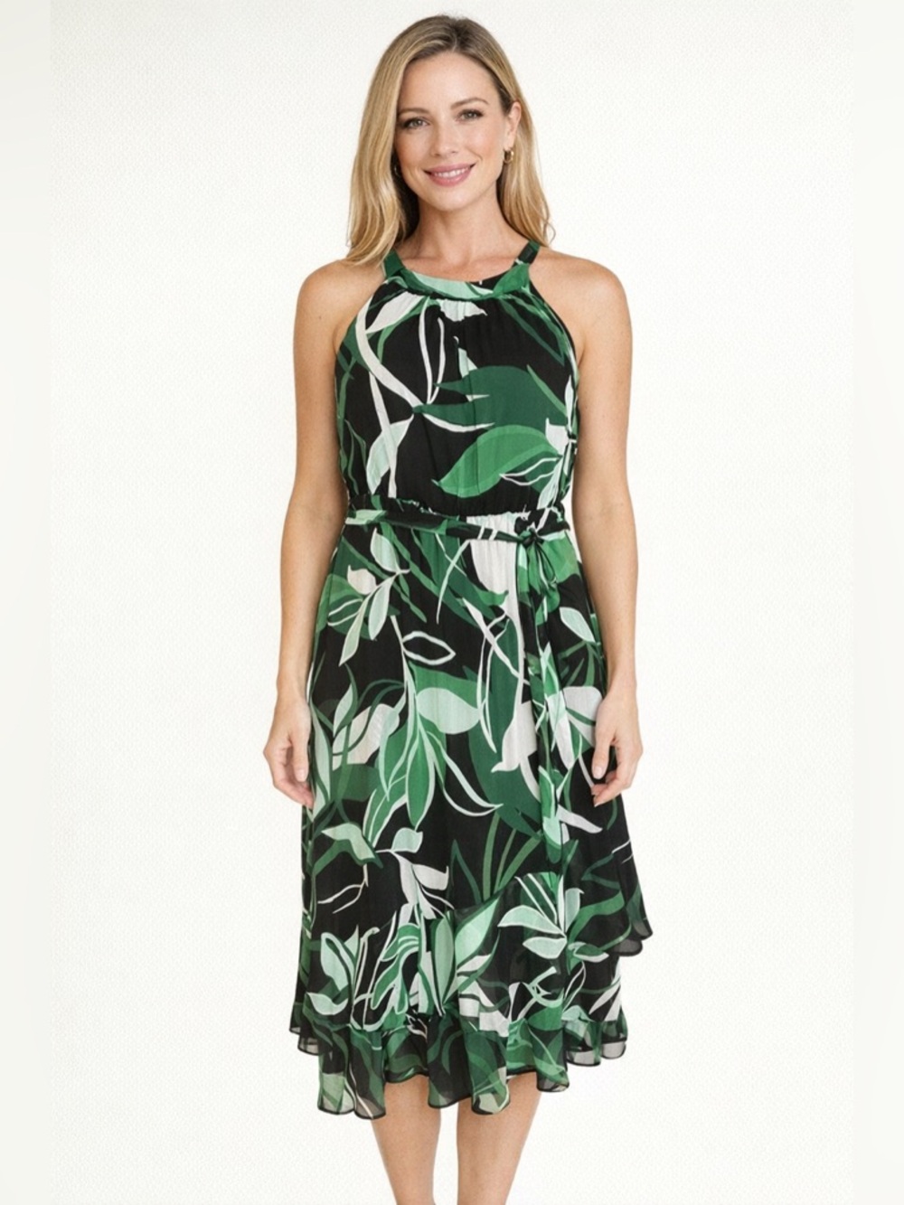 New‎ with flaws Calvin Klein coastal green white floral boho maxi dress Sz 14